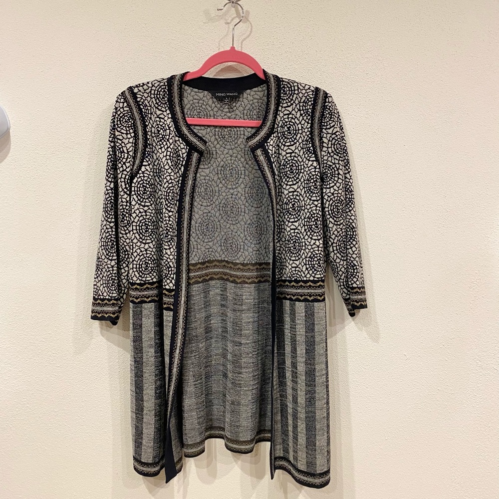 Ming Wang Geometric Cardigan